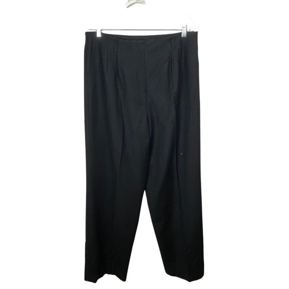 Vintage Talbots Black Wool Blend Dress Pants Womens 12 Pleated Lined High Rise